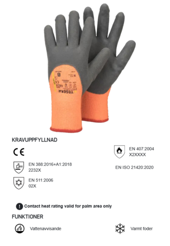 Handske vinterfodrad, vattenavvisande